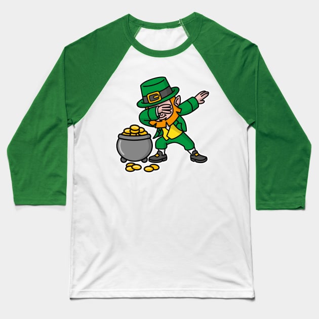 Dabbing Leprechaun St. Patrick's day pot of gold Baseball T-Shirt by LaundryFactory